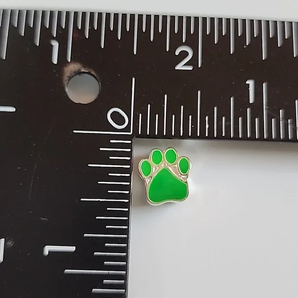 Paw Print Pandora Compatable  Charm Green - Picture 3 of 4